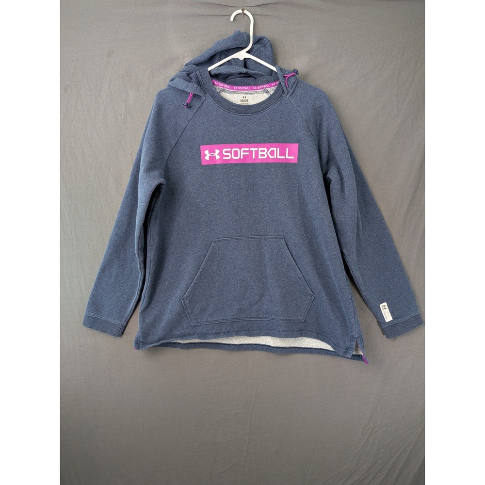 Under Armour Softball Hoodie Blue Pink Fleece Pullover Women Large